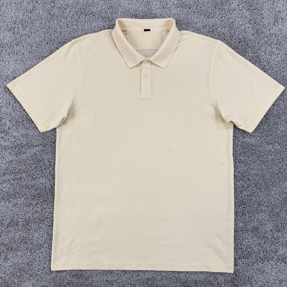 Lululemon Cotton Pique Short Sleeve Polo Men's XL Yellow Golf Preppy
